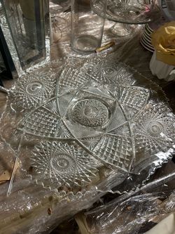 Large Pressed Glass Serving Platter