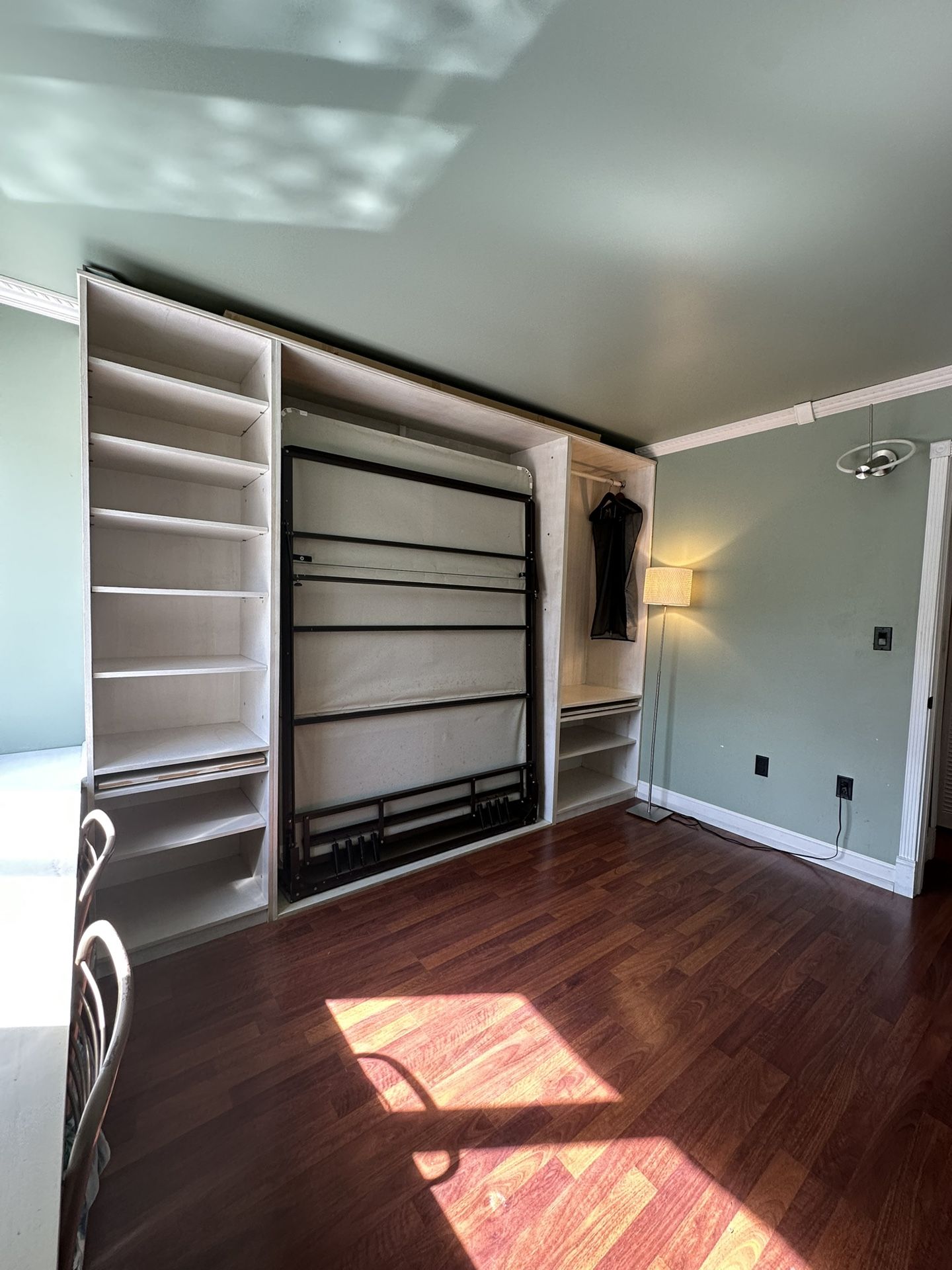 Solid Wood Murphy Queen Bed Customized With Shelves On The Sides