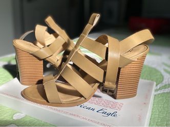 Strappy Stacked Heels. Size 12. $30.