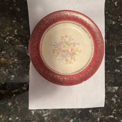 Century by Salem 22K Gold Red Floral Decorative Plate Ceramic Glossy Pottery