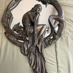 Antique Mirror Woman Sitting 
