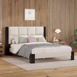 Upholstered Platform Queen Bed Frame ，$99