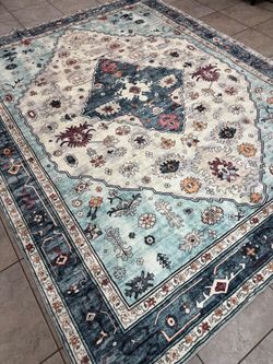 Large Traditional Floral Area Rug machine washable- 8x10 feet - G117