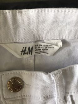 H&M white skinny high top jeans size 13-14Y for girls