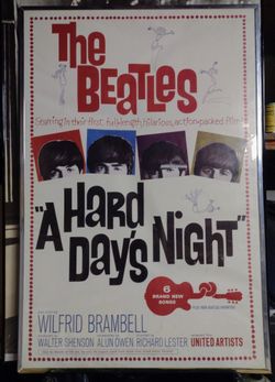 The BEATLES. A Hard Day's Night reprint Poster In frame