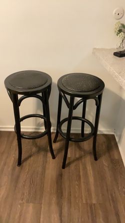 Set of 2 Black Bentwood Bar Stools