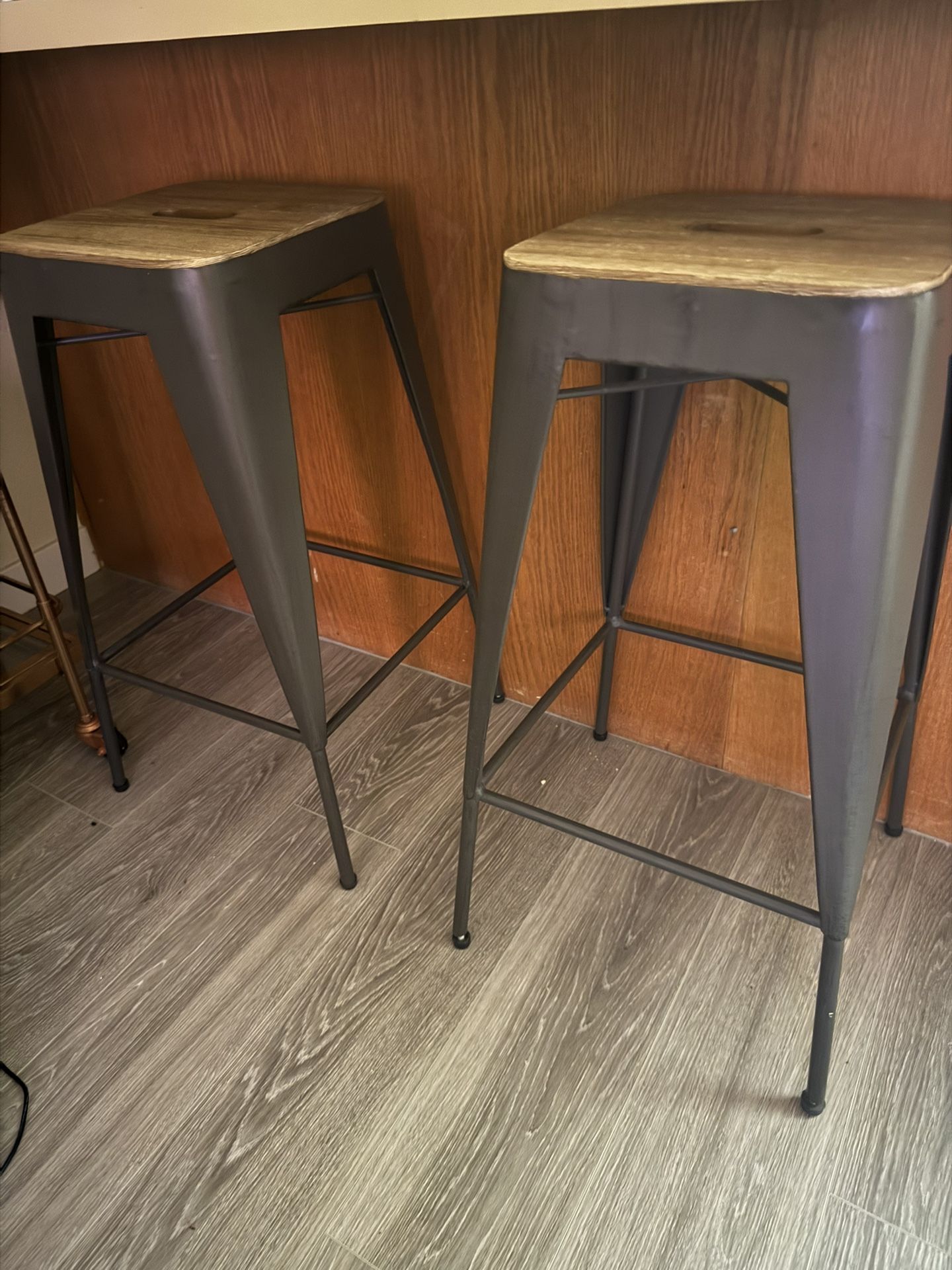 Industrial Wood & Metal Bar Stools (Set of 2) – Living Spaces