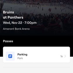 Bruins Vs Panthers 11/22 parking Pass 