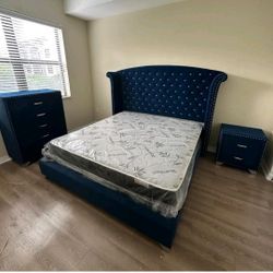 Bedroom Set Blie Velvet New Set 