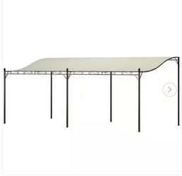 15 ft x  19ft Outdoor Pergola Canopy, Metal Patio Canopy with Weather-Resistant Fabric and Drainage Holes