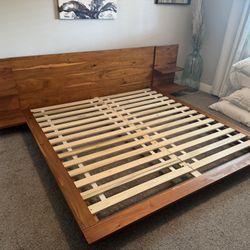  Contemporary Modern Real Wood King Bed Frame 