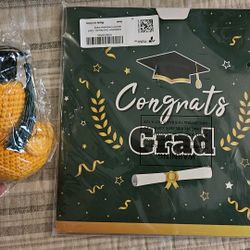 Congrats grad card box and knitted duck Island Coast colors