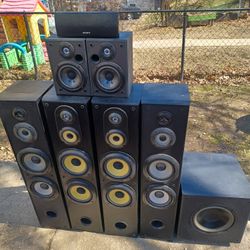 7.1 SONY DAYTON SPEAKERS SYSTEM $900 FINAL PRICE READ DESCRIPTION AND SEE 👀 ALL PICTURES 