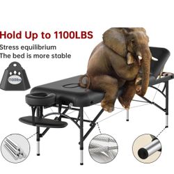 CLORIS 84" Professional Massage Table Portable 3 Fold Memory Foam Aluminium Leg Hold Up to 1100LBS Lightweight Spa Salon Tattoo Massage Bed Height Adj