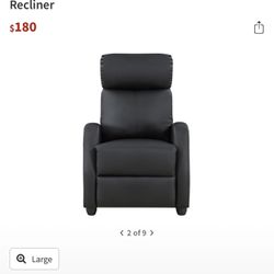 Armando Black Faux Leather Push Back Recliner~Was Used For Lashing