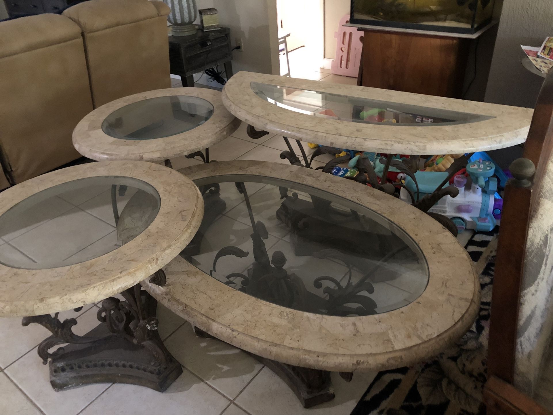 Coffee Table, Sofa Table, 2 End Tables