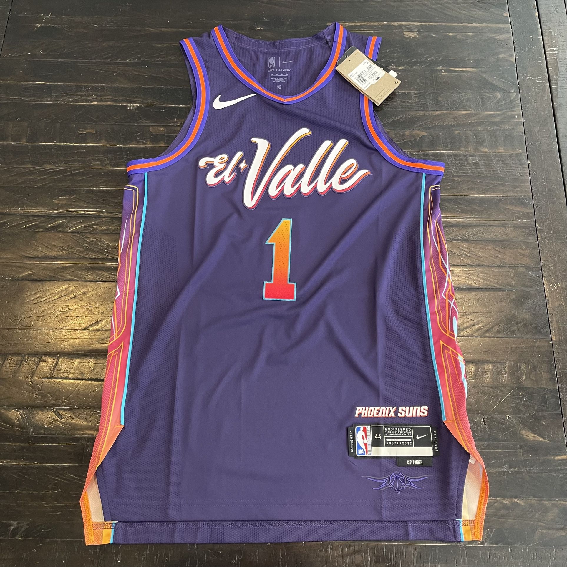 Phoenix Suns Devin Booker El Valle AUTHENTIC Jersey MENS Size Med 44 BNWT