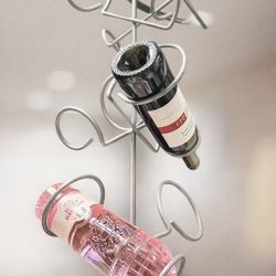 Decorative Metal Wine Rack – Holds Multiple Bottles