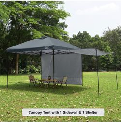 10x10 Easy Pop Up Canopy Tent with Sidewalls, Instant Outdoor Shade Shelter with Removable 10FT Sun Walls, Quick Setup Waterproof and UV-Resistant(Dar