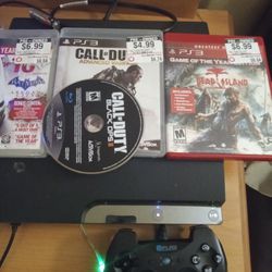 PS3 With 1 Controller And 4 Games