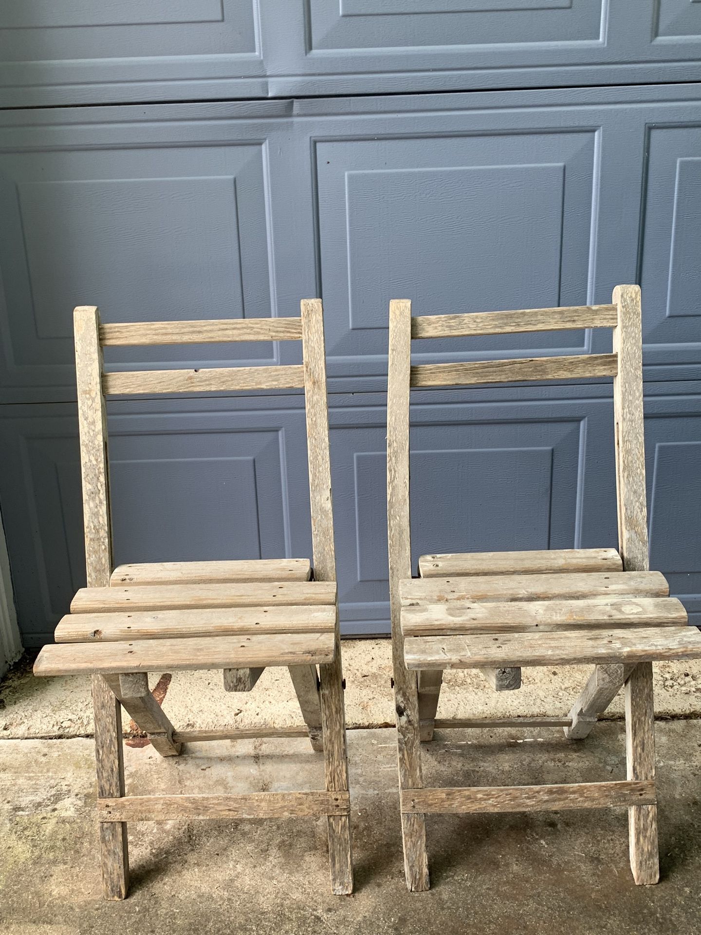 Vintage Wood Slat Folding Chairs