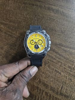 CALABRIA SWISS Autunno Yellow Dial Chronograph Carbon Fiber Bezel Men's Watch