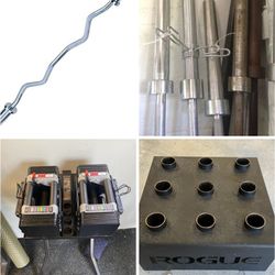 Tons Of New & Used Olympic Bars, Barbells, Dumbbells, Bar Holders, Weight Trees, Benches , Squat Racks