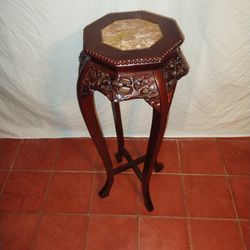 Vintage Chinese Hand Carved Rosewood Marble Top Pedestal Table

SOL

