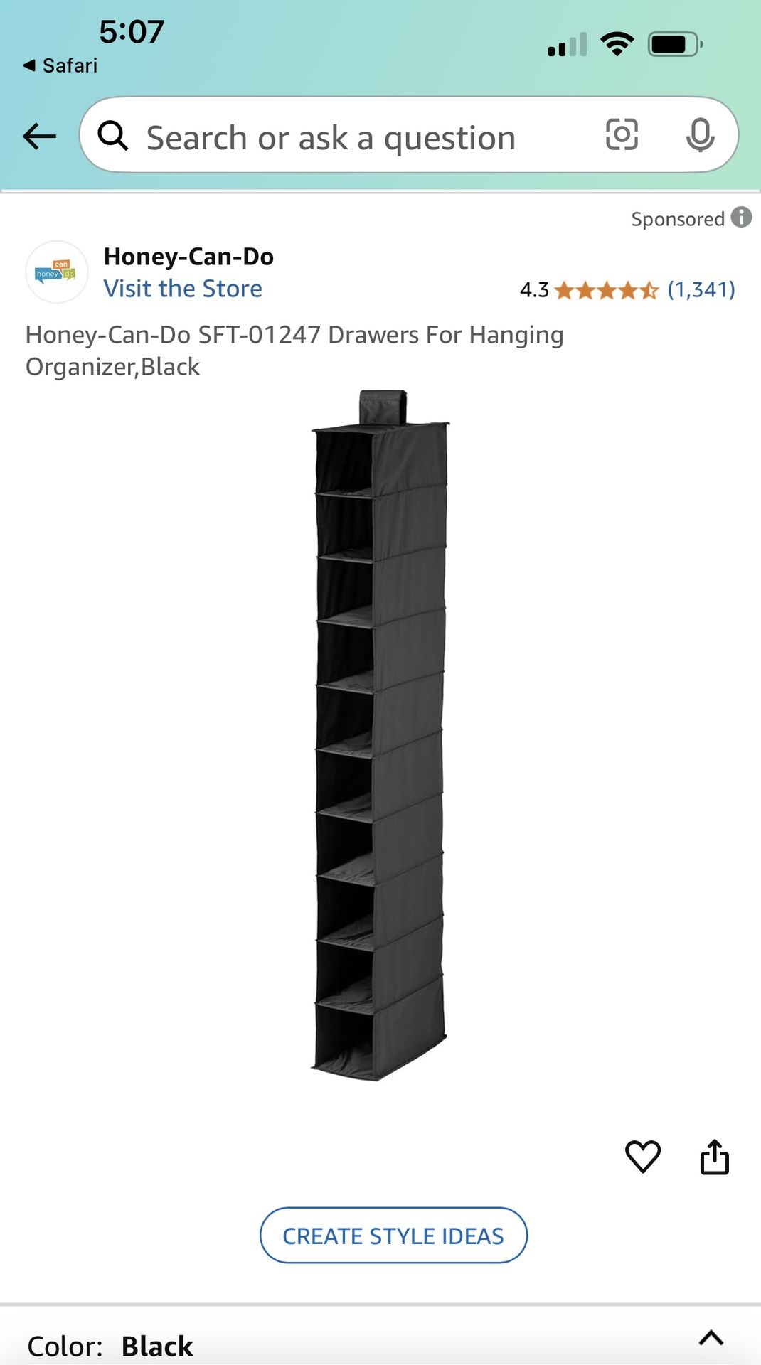 10-Shelf Black Hanging Shoe Shelf Organizer, Hanging Shoe Storage for Closet