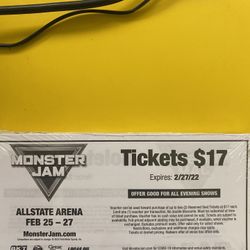 Monster Jam Tickets 5 For $15