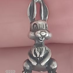 Vtg.Sterling Silver " THUMPER BUNNY RABBIT" Solid Charm