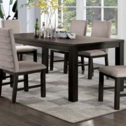Brand New Antique Black & Grey 7pc Formal Dining Table Set 
