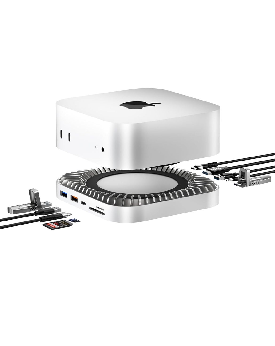 NEW Mac Mini M4 Dock, Aluminum Stand and HDMI Hub w/M.2 NVMe/SATA SSD Enclosure
