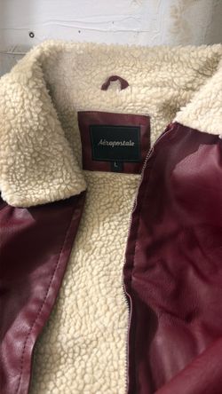 Aeropostale Sherpa-Lined Faux Leather Jacket Size L