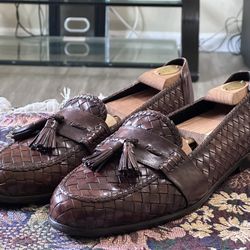 Cole Haan Bragano Tassels Woven Brown Leather Men’s Dress Loafers Shoes Size 13 M