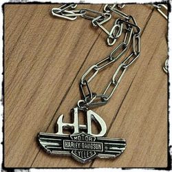 NNew Harley Davidson Motorcycles HD Wings Necklace On Stainless Steel Paperclip Chain 
