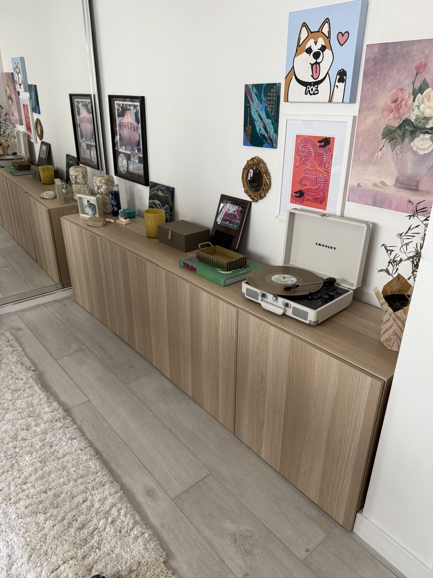 Besta Ikea Cabinet Light Oak Brown Credenza Sideboard