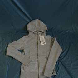 Lululemon Scuba Full-Zip Hoodie Size S - Heathered Grey Gold Zipper Logo