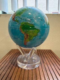 MOVA Self Rotating Globe, Ocean Blue Relief Signature (6") solar powered globe, no batteries or cords, gift for geography lovers, premium kinetic disp