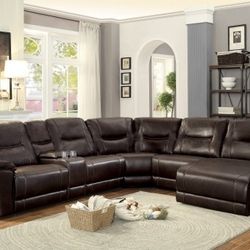 6 Pc LEATHER SECTIONAL RECLINERS BRAND NEW 