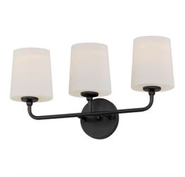 3 Light Vanity Light with Black Finish