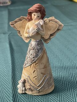 Barbara McDonald Pavilion Elements Compassion angel figurine ornament holding a lamb. 4.75” Tall