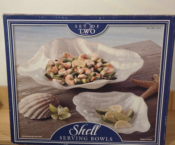 NIB Set of Two Shell Serving Bowl