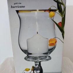 Gold Rim Hurricane Lamp 