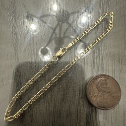 Solid 14k Yellow Gold Figaro Link Bracelet 2.5mm Wide 7” Length