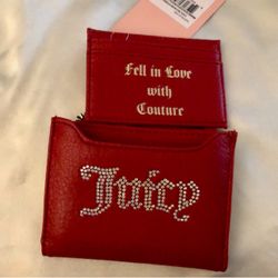 Juicy Couture Cool Red With AB Stones Breaking The Rules Bifold Pullout CC Case