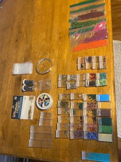 Assorted beads, hardware and organizers