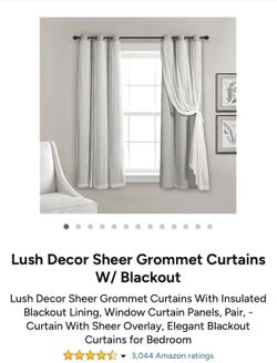 Lush Decor Sheer Grommet Curtains W/ Blackout