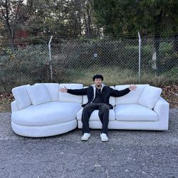 (Delivery Available) Castlery Hamilton Round Chaise Sectional Sofa