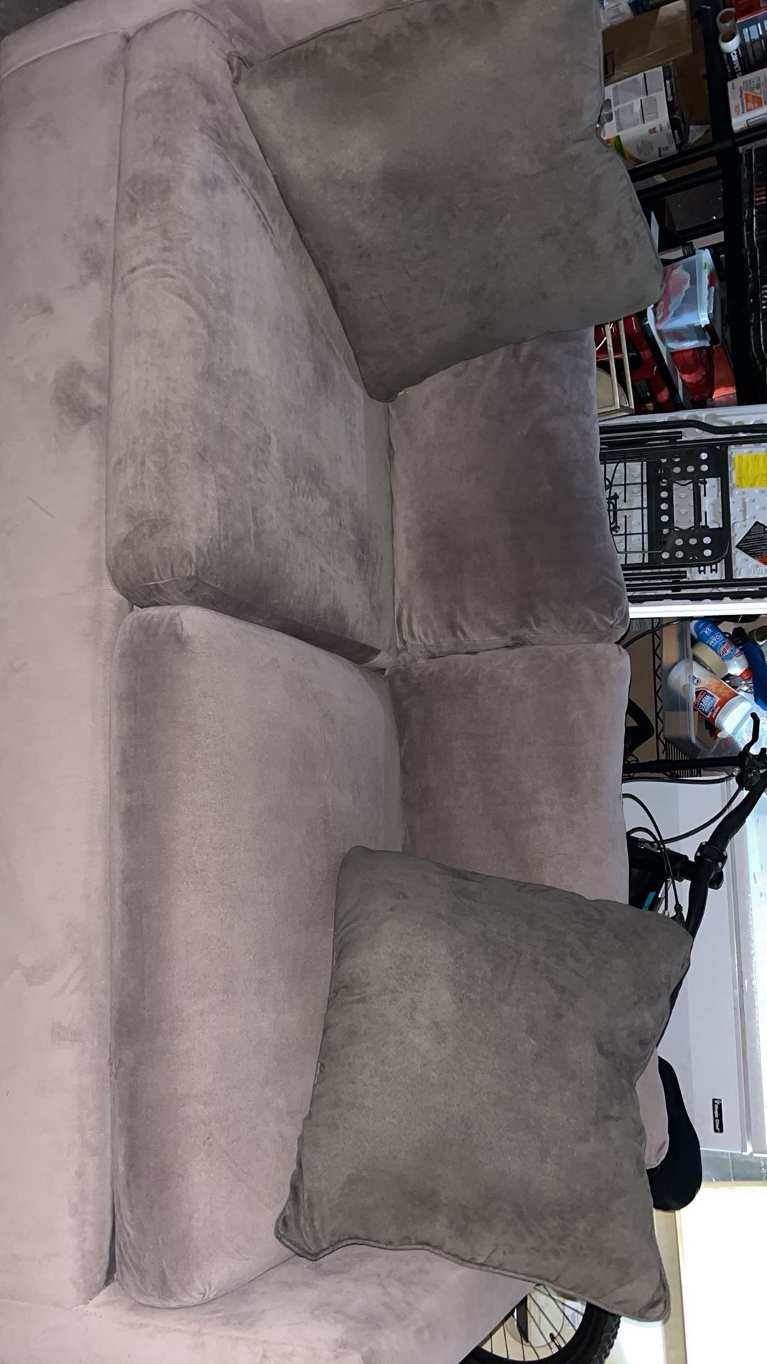 Grey Sofa With Single Chair Sofa - CLEAN - Come Get It Asking 100 OBO 